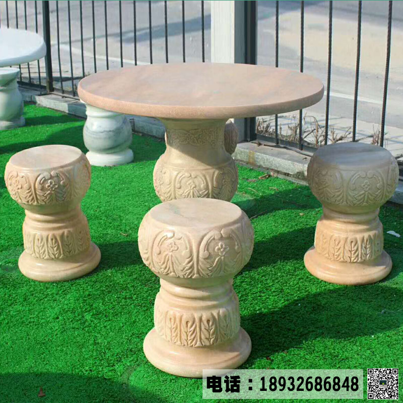 专业生产石桌石凳厂家,晚霞红石桌石凳图片造型大全,公园小区园林石桌凳休息摆件